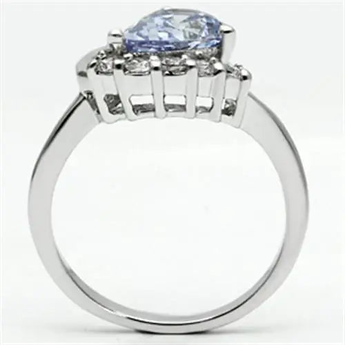 3W030 - Rhodium Brass Ring with AAA Grade CZ in Light Amethyst - Alamode - Flyclothing LLC