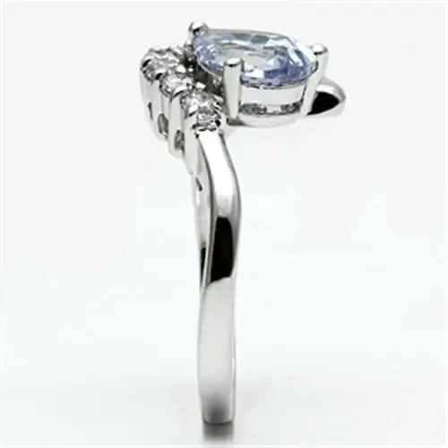 3W030 - Rhodium Brass Ring with AAA Grade CZ in Light Amethyst - Alamode - Flyclothing LLC