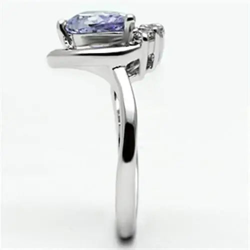 3W030 - Rhodium Brass Ring with AAA Grade CZ in Light Amethyst - Alamode - Flyclothing LLC
