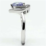 3W030 - Rhodium Brass Ring with AAA Grade CZ in Light Amethyst - Alamode - Flyclothing LLC