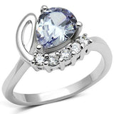 3W030 - Rhodium Brass Ring with AAA Grade CZ  in Light Amethyst - Alamode