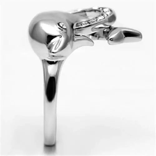 3W032 - Rhodium Brass Ring with Top Grade Crystal in Clear - Alamode - Flyclothing LLC