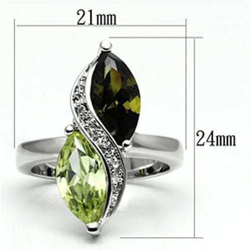 3W033 - Rhodium Brass Ring with AAA Grade CZ in Multi Color - Alamode - Flyclothing LLC