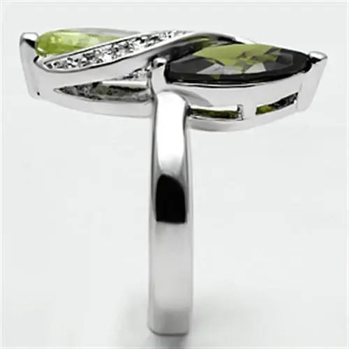3W033 - Rhodium Brass Ring with AAA Grade CZ in Multi Color - Alamode - Flyclothing LLC