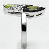 3W033 - Rhodium Brass Ring with AAA Grade CZ  in Multi Color - Alamode