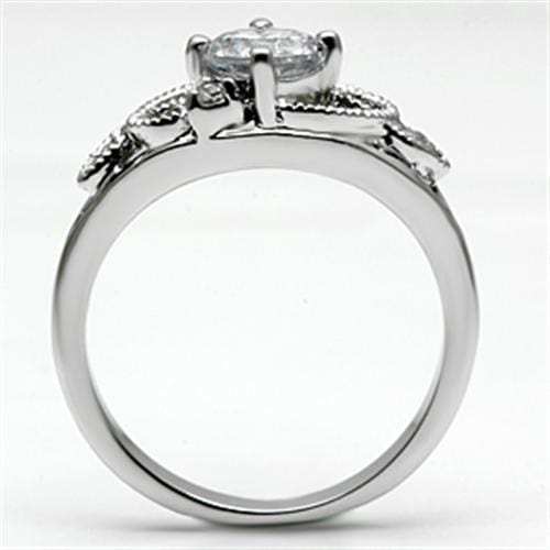 3W034 - Rhodium Brass Ring with AAA Grade CZ in Clear - Alamode - Flyclothing LLC