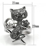 3W036 - Rhodium Brass Ring with Top Grade Crystal in Clear - Alamode - Flyclothing LLC