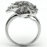 3W036 - Rhodium Brass Ring with Top Grade Crystal in Clear - Alamode - Flyclothing LLC