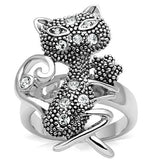 3W036 - Rhodium Brass Ring with Top Grade Crystal  in Clear - Alamode