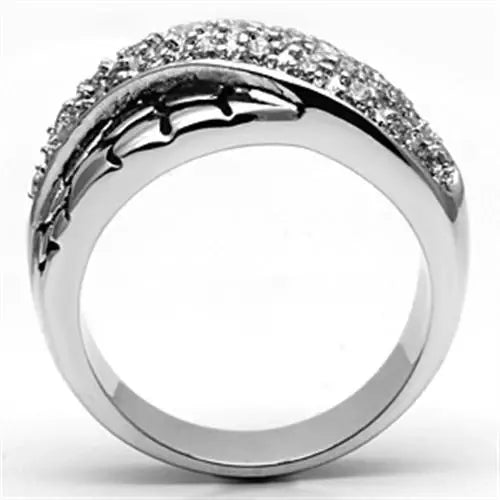 3W037 - Rhodium Brass Ring with AAA Grade CZ in Clear - Alamode - Flyclothing LLC
