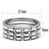 3W038 - Rhodium Brass Ring with AAA Grade CZ  in Clear - Alamode