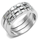 3W038 - Rhodium Brass Ring with AAA Grade CZ  in Clear - Alamode