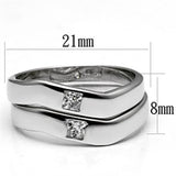3W039 - Rhodium Brass Ring with AAA Grade CZ  in Clear - Alamode