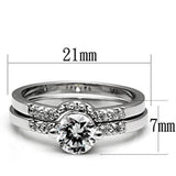 3W044 - Rhodium Brass Ring with AAA Grade CZ  in Clear - Alamode