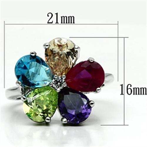 Jessyca Cocktail Ring - Rhodium Brass, AAA CZ , Multi Color - 3W045 - Alamode - Flyclothing LLC