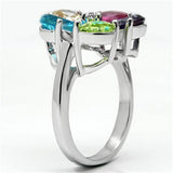 Jessyca Cocktail Ring - Rhodium Brass, AAA CZ , Multi Color - 3W045 - Alamode