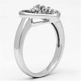 3W046 - Rhodium Brass Ring with AAA Grade CZ  in Clear - Alamode