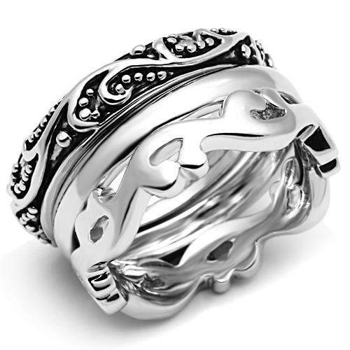 3W048 - Rhodium Brass Ring with No Stone - Alamode - Flyclothing LLC