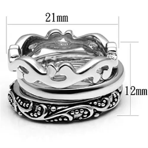 3W048 - Rhodium Brass Ring with No Stone - Alamode - Flyclothing LLC