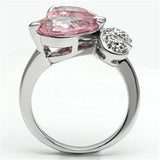 3W051 - Rhodium Brass Ring with AAA Grade CZ  in Rose - Alamode