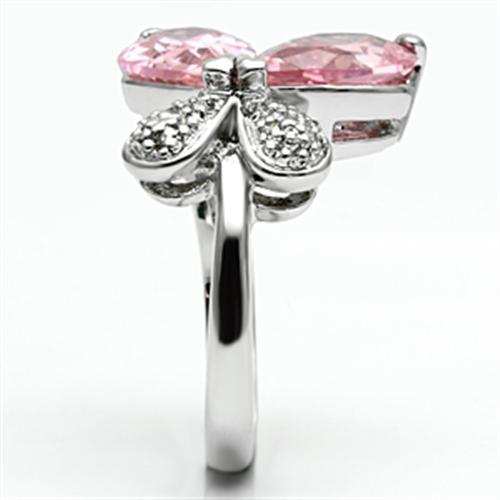 3W051 - Rhodium Brass Ring with AAA Grade CZ in Rose - Alamode - Flyclothing LLC