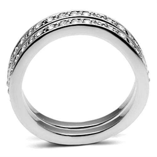 3W053 - Rhodium Brass Ring with Top Grade Crystal in Clear - Alamode - Flyclothing LLC