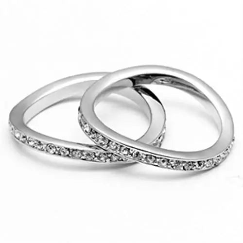 3W053 - Rhodium Brass Ring with Top Grade Crystal in Clear - Alamode - Flyclothing LLC