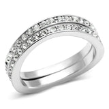3W053 - Rhodium Brass Ring with Top Grade Crystal  in Clear - Alamode