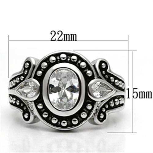 3W056 - Rhodium Brass Ring with AAA Grade CZ in Clear - Alamode - Flyclothing LLC