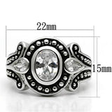 3W056 - Rhodium Brass Ring with AAA Grade CZ  in Clear - Alamode