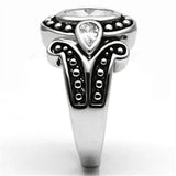 3W056 - Rhodium Brass Ring with AAA Grade CZ in Clear - Alamode - Flyclothing LLC