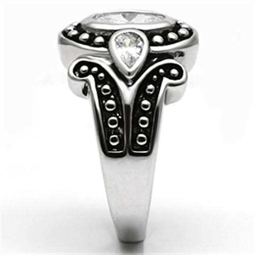 3W056 - Rhodium Brass Ring with AAA Grade CZ in Clear - Alamode - Flyclothing LLC