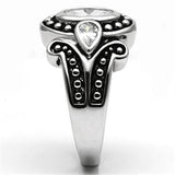3W056 - Rhodium Brass Ring with AAA Grade CZ  in Clear - Alamode