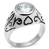 3W057 - Rhodium Brass Ring with AAA Grade CZ in Clear - Alamode - Flyclothing LLC
