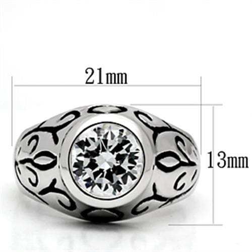 3W057 - Rhodium Brass Ring with AAA Grade CZ in Clear - Alamode - Flyclothing LLC