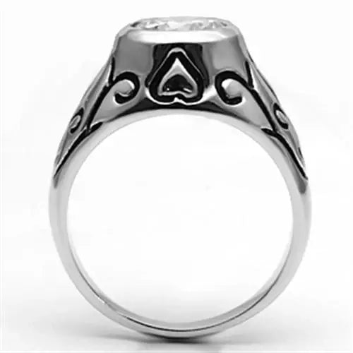 3W057 - Rhodium Brass Ring with AAA Grade CZ in Clear - Alamode - Flyclothing LLC
