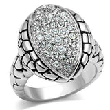 3W058 - Rhodium Brass Ring with Top Grade Crystal in Clear - Alamode - Flyclothing LLC