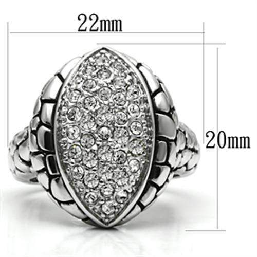 3W058 - Rhodium Brass Ring with Top Grade Crystal in Clear - Alamode - Flyclothing LLC