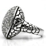 3W058 - Rhodium Brass Ring with Top Grade Crystal in Clear - Alamode - Flyclothing LLC