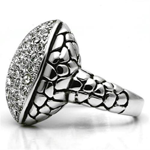 3W058 - Rhodium Brass Ring with Top Grade Crystal in Clear - Alamode - Flyclothing LLC
