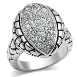 3W058 - Rhodium Brass Ring with Top Grade Crystal  in Clear - Alamode