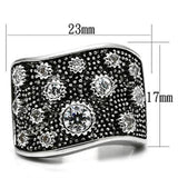3W059 - Rhodium Brass Ring with AAA Grade CZ  in Clear - Alamode