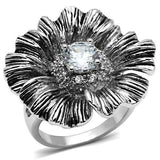 3W060 - Rhodium Brass Ring with AAA Grade CZ in Clear - Alamode - Flyclothing LLC
