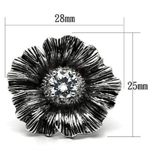 3W060 - Rhodium Brass Ring with AAA Grade CZ in Clear - Alamode - Flyclothing LLC