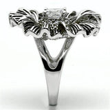 3W060 - Rhodium Brass Ring with AAA Grade CZ in Clear - Alamode - Flyclothing LLC