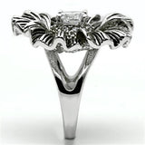 3W060 - Rhodium Brass Ring with AAA Grade CZ  in Clear - Alamode