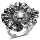 3W060 - Rhodium Brass Ring with AAA Grade CZ  in Clear - Alamode