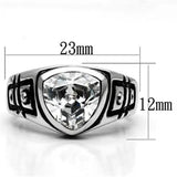 3W062 - Rhodium Brass Ring with AAA Grade CZ in Clear - Alamode - Flyclothing LLC