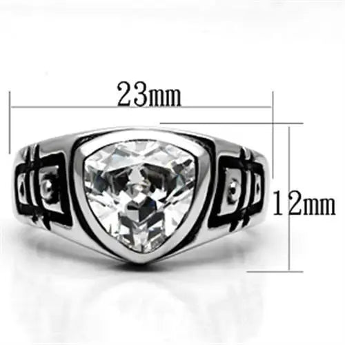 3W062 - Rhodium Brass Ring with AAA Grade CZ in Clear - Alamode - Flyclothing LLC