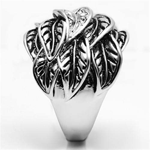 3W063 - Rhodium Brass Ring with Top Grade Crystal in Clear - Alamode - Flyclothing LLC